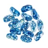 Perlen, Naturstein-Form, 3,1cm x 1,6cm, blau/weiß/gelb marmoriert, mit Facetten, 15 Stück