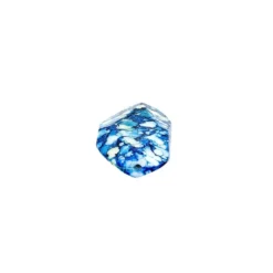 Perlen, Naturstein-Form, 3,1cm x 1,6cm, blau/weiß/gelb marmoriert, mit Facetten, 15 Stück