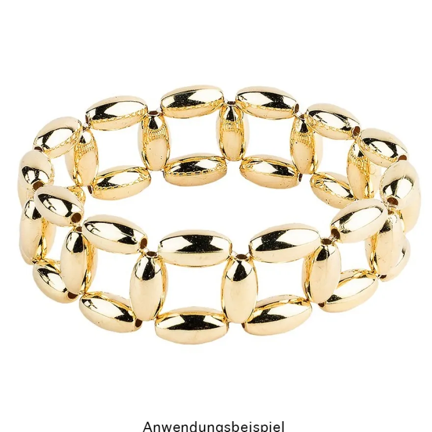Perlen, Oval 1, 0,6cm x 1,1cm, hellgold, 230 Stück