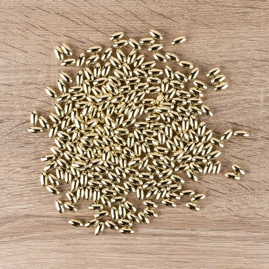 Perlen, Oval 1, 0,6cm x 1,1cm, hellgold, 230 Stück