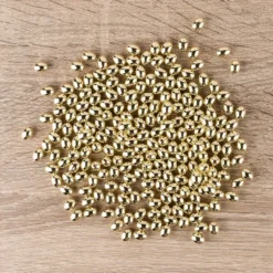 Perlen, Oval 2, 0,9cm x 0,7cm, hellgold, 210 Stück