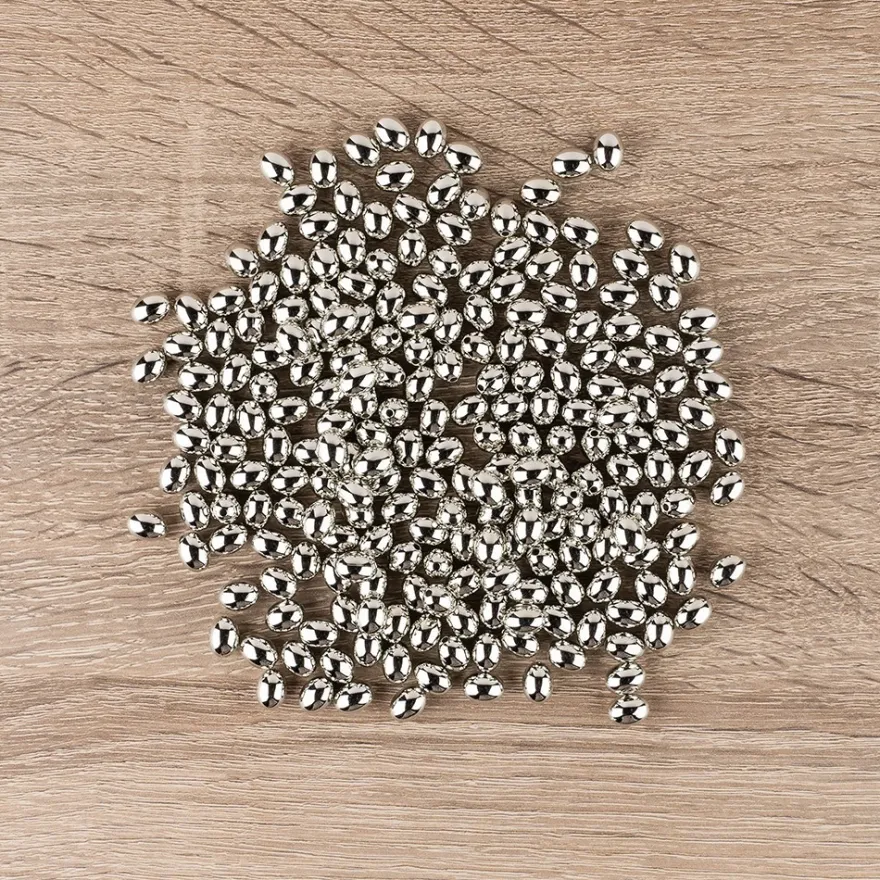 Perlen, Oval 2, 0,9cm x 0,7cm, silber, 210 Stück