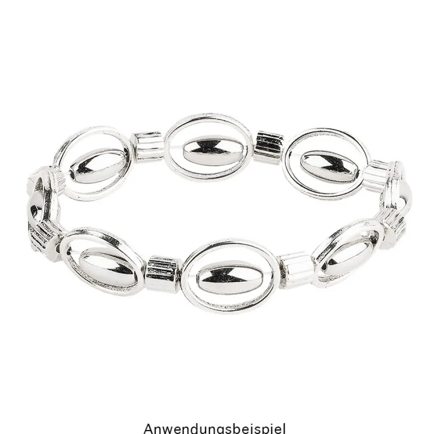 Perlen, Oval 1, 0,6cm x 1,1cm, silber, 230 Stück