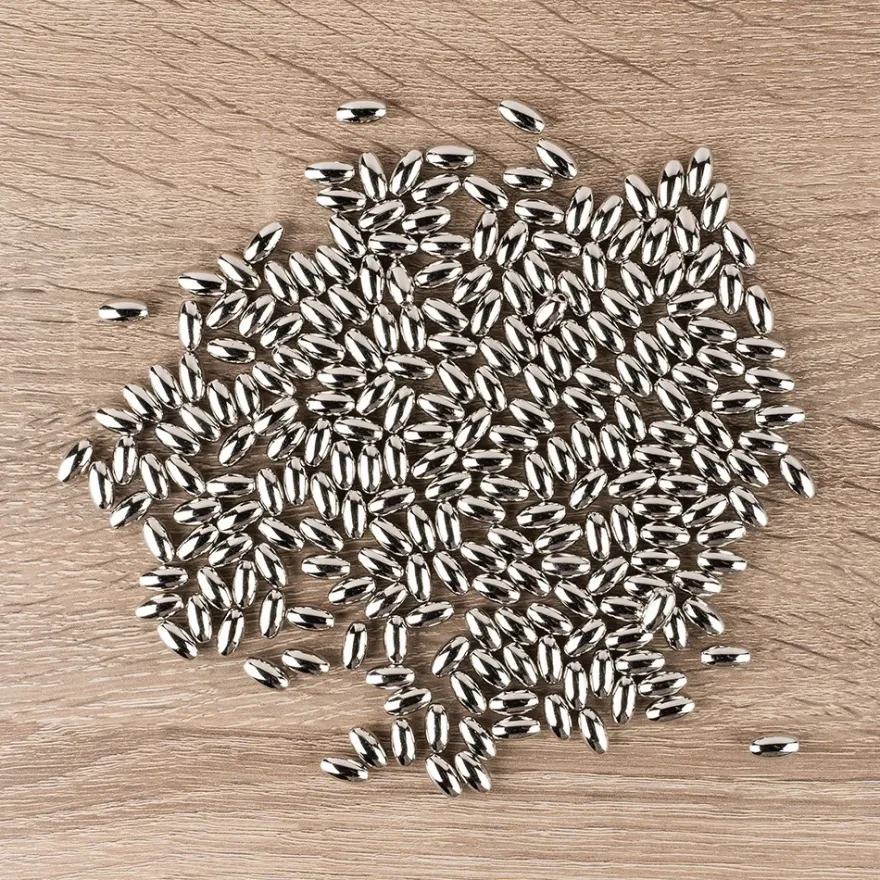 Perlen, Oval 1, 0,6cm x 1,1cm, silber, 230 Stück