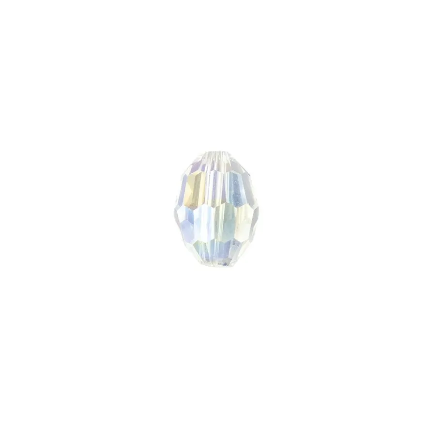 Perlen, Ovale, facettiert, 0,6cm x 0,8cm, transparent-irisierend, 30 Stück