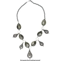 Perlen, Oval, 2-farbig, 2,4cm x 1,9cm x 0,9cm, transparent, klar-schwarz, 13 Stück