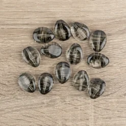 Perlen, Oval, 2-farbig, 2,4cm x 1,9cm x 0,9cm, transparent, klar-schwarz, 13 Stück