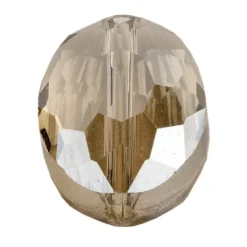 Perlen, oval, flach, 0,9cm x 1,2cm, facettiert, transparent, taupe, 25 Stück