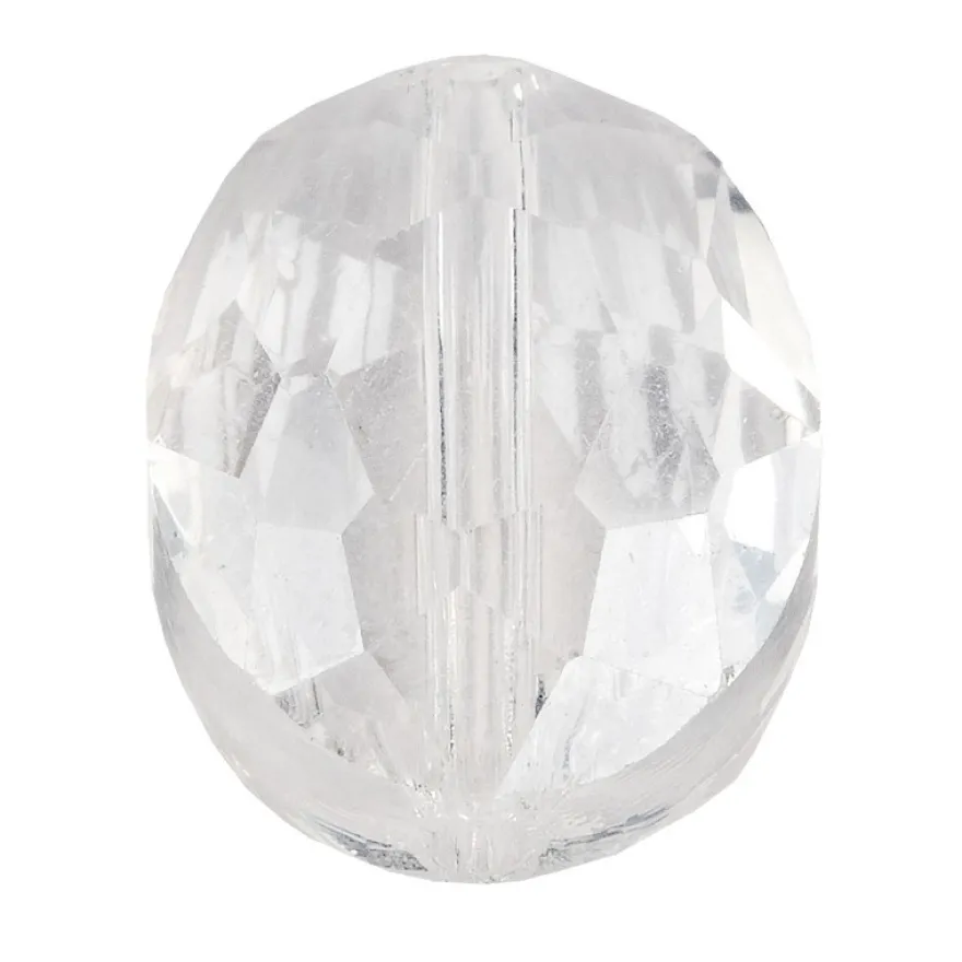 Perlen, oval, flach, 0,9cm x 1,2cm, facettiert, transparent, klar, irisierend, 25 Stück