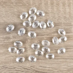 Perlen, oval, flach, 0,9cm x 1,2cm, facettiert, transparent, klar, irisierend, 25 Stück
