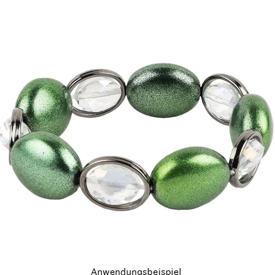Perlen, oval, flach, 0,9cm x 1,2cm, facettiert, transparent, klar, irisierend, 25 Stück