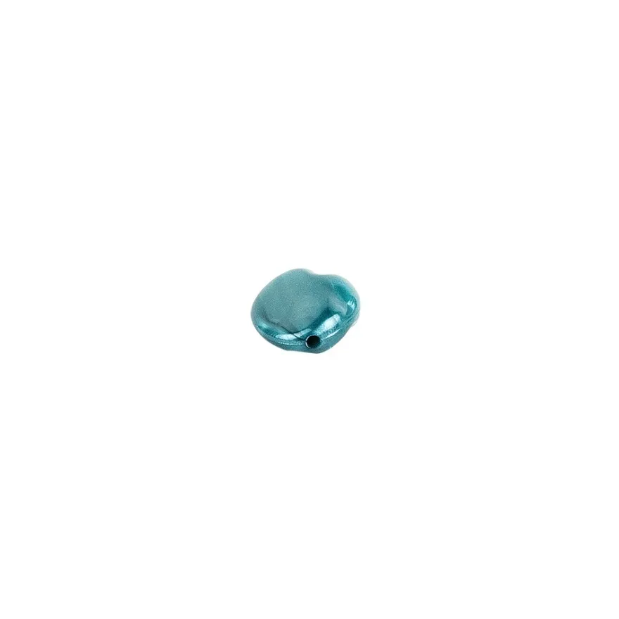 Perlen, Oval-Form, glänzend, 1,7cm x 1,3cm, petrol, Perlmutt, 55 Stück