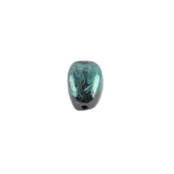 Perlen, Oval, marmoriert, 1,9cm x 1,2cm, schwarz-türkis, 18 Stück