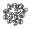Perlen, Oval, metallic, 2cm x 1,8cm x 1,4cm, silber-schwarz, 12 Stück