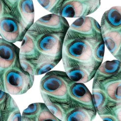 Perlen, Oval, Pfauenauge, 2,7cm x 1,9cm x 0,9cm, 3 verschiedene Farben, 10 Stück