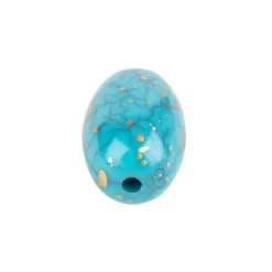 Perlen, Oval, Türkis, 1,4cm x 0,9cm, türkis-gold, 43 Stück