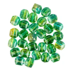 Perlen, Quader, facettiert, 1,3cm x 1,2cm, türkis-hellgrün, 28 Stück