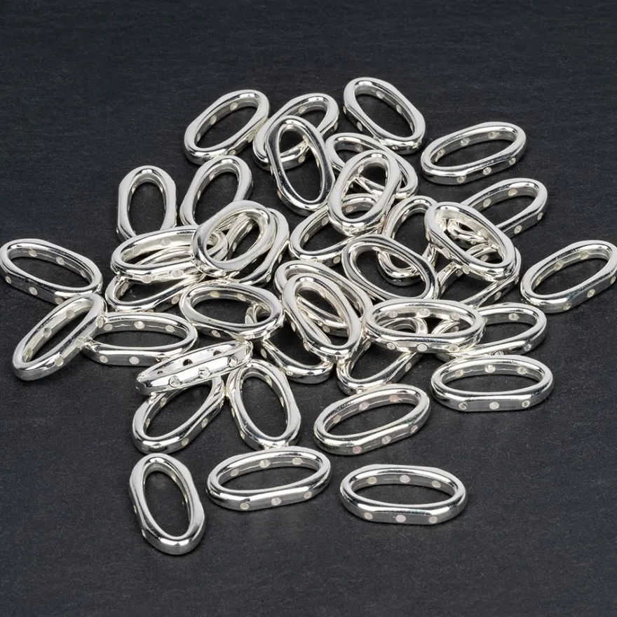 Perlenrahmen, Design 1, 2cm x 1cm, silberfarben, 38 Stück