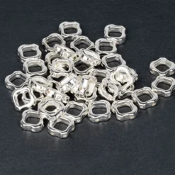 Perlenrahmen, Design 3, 1,2cm x 1,3cm, silberfarben, 38 Stück