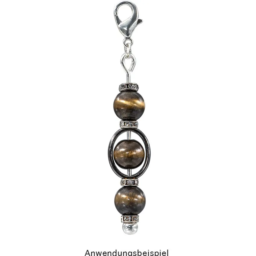 Perlenrahmen, Oval, außen: 1,3cm x 1,7cm, innen: 1cm x 1,4cm, antik-silber, 25 Stück