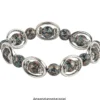 Perlenrahmen, Oval, außen: 1,3cm x 1,7cm, innen: 1cm x 1,4cm, silber, 25 Stück