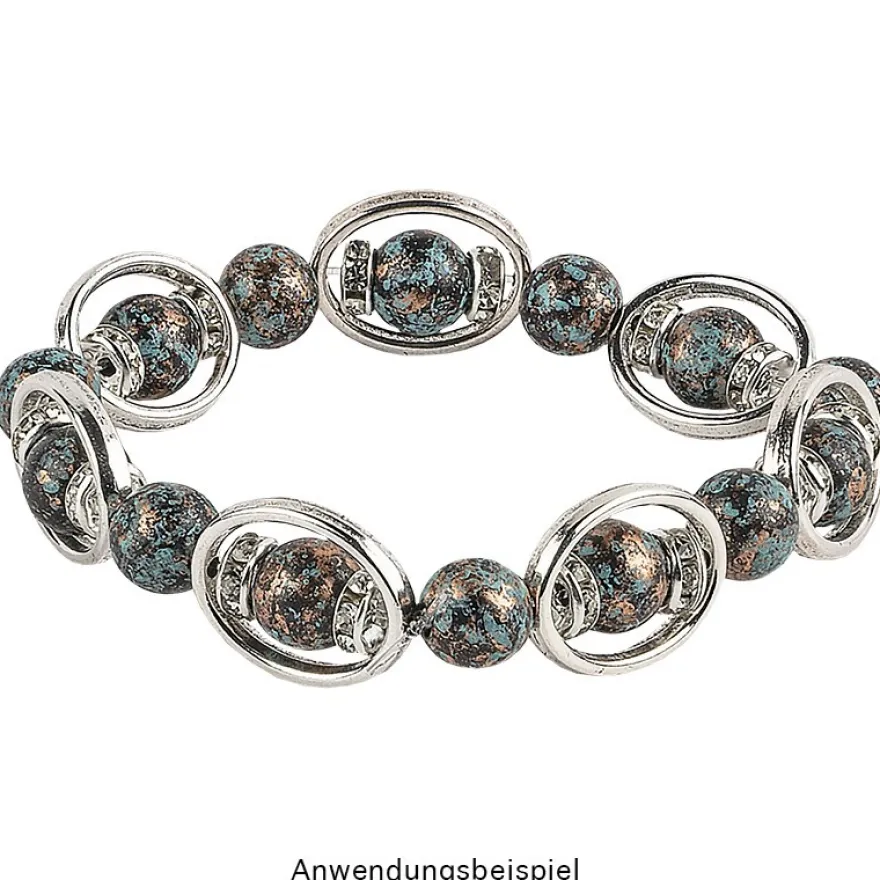 Perlenrahmen, Oval, außen: 1,3cm x 1,7cm, innen: 1cm x 1,4cm, silber, 25 Stück