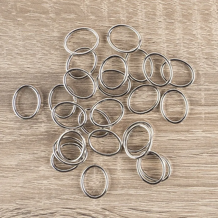 Perlenrahmen, Oval, außen: 1,3cm x 1,7cm, innen: 1cm x 1,4cm, silber, 25 Stück
