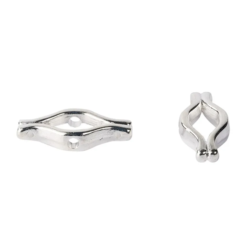 Perlenrahmen, Wellenform, 20mm, mit 4 Löchern, silber, 40 Stück