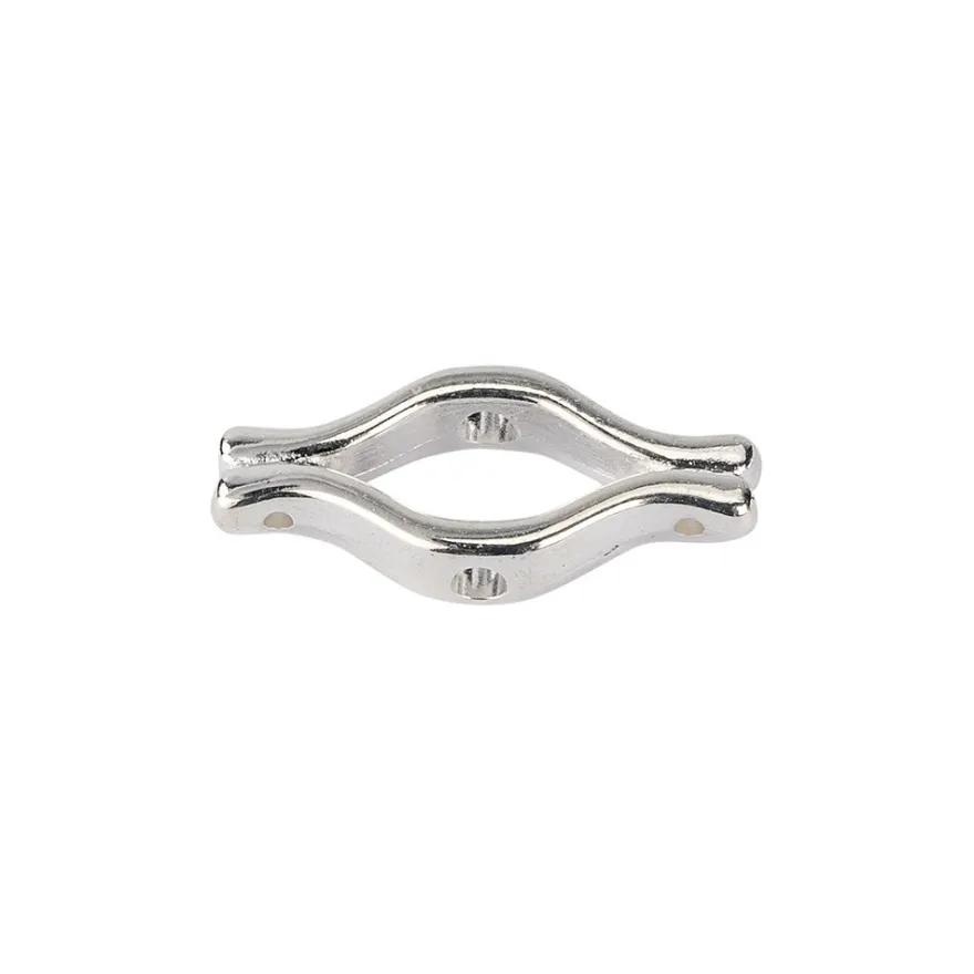Perlenrahmen, Wellenform, 20mm, mit 4 Löchern, silber, 40 Stück