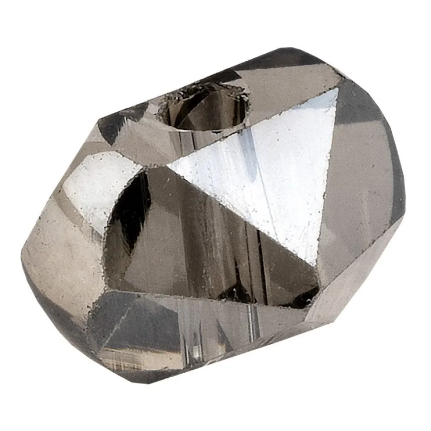 Perlen, Raute gewölbt, 6,5mm x 4,5mm x 5mm, facettiert, transparent, anthrazit, 45 Stück