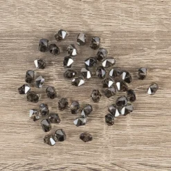 Perlen, Raute gewölbt, 6,5mm x 4,5mm x 5mm, facettiert, transparent, anthrazit, 45 Stück