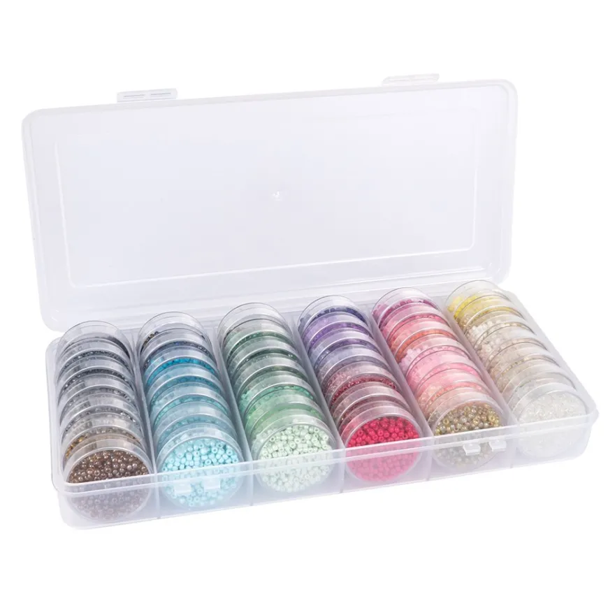Perlen, Rocailles, Ø ca. 3mm, 42 Farben in einzelnen Dosen, je 15g