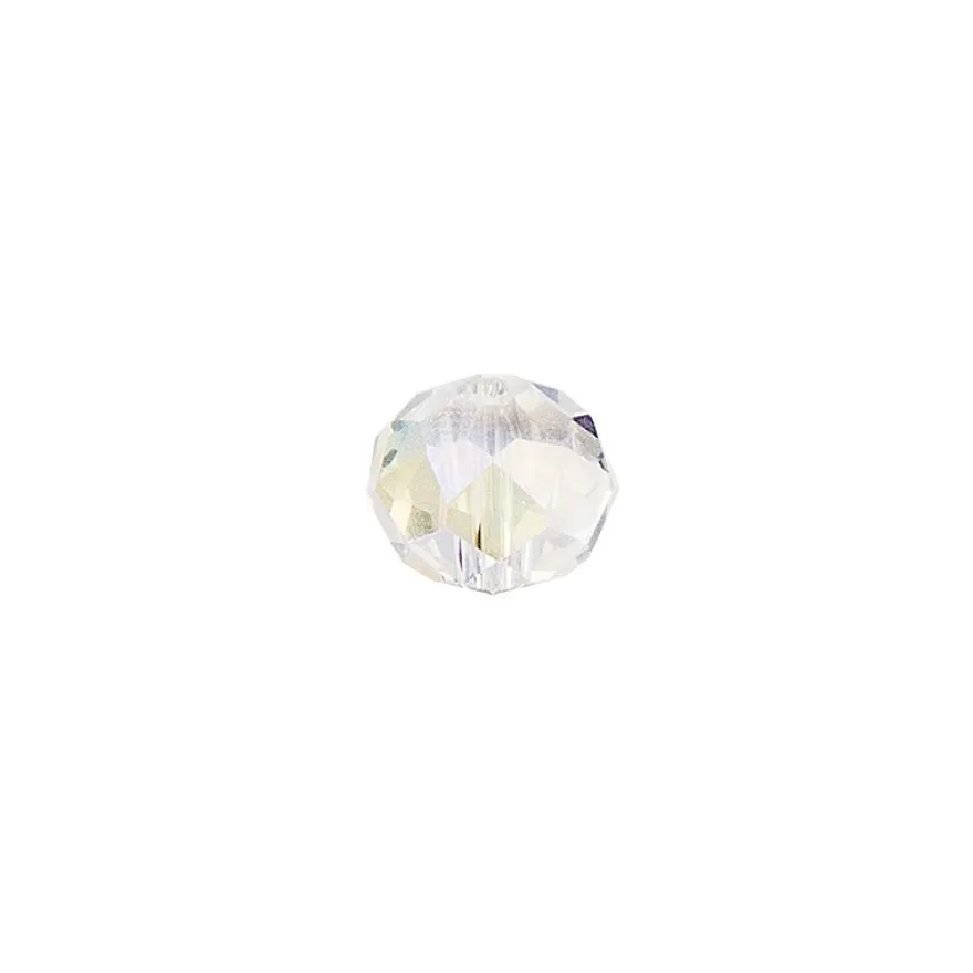 Perlen, Rondelle, facettiert, 1cm x 0,8cm, transparent-irisierend, 15 Stück