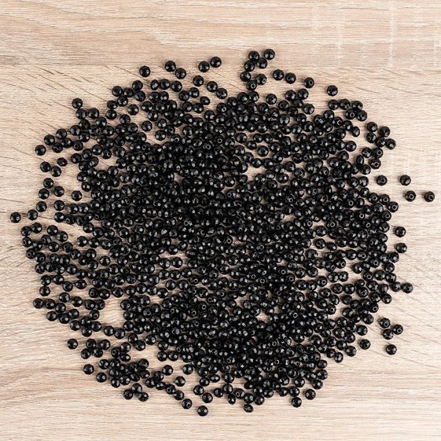 Perlen, Rondell facettiert, 0,4cm x 0,6cm, schwarz, 850 Stück