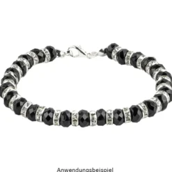 Perlen, Rondell facettiert, 0,4cm x 0,6cm, schwarz, 850 Stück