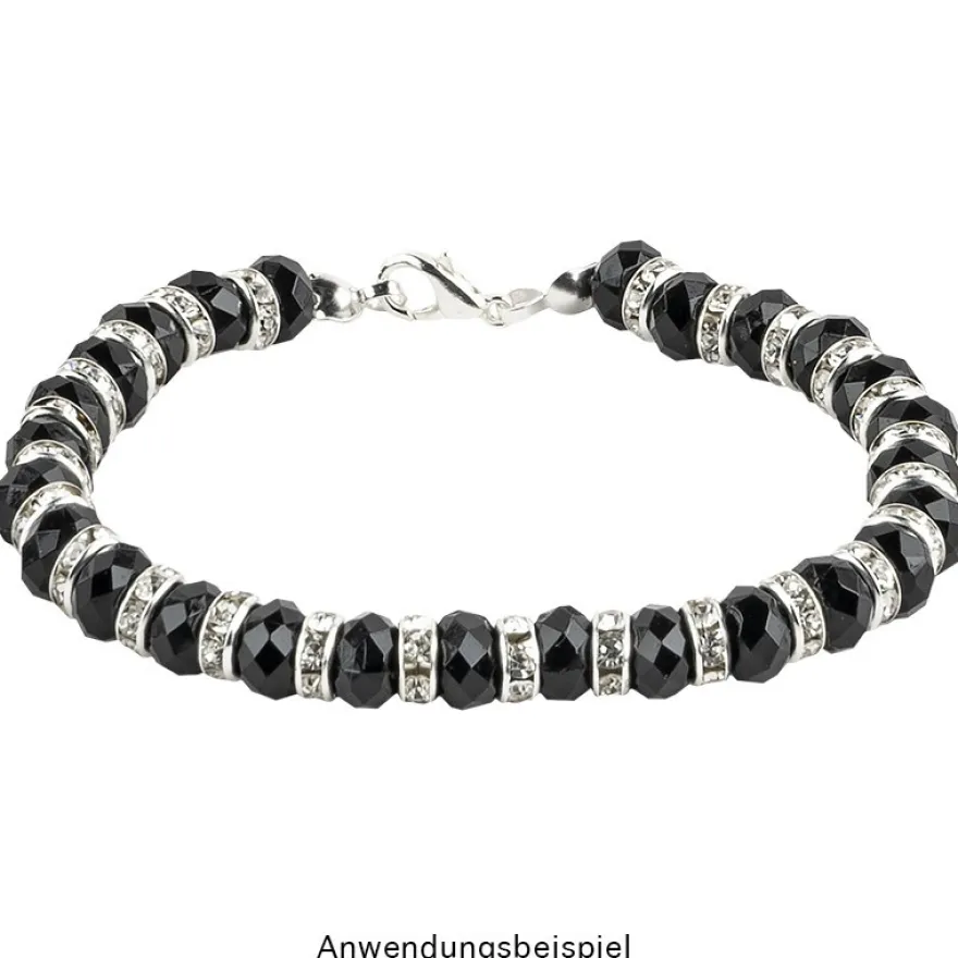 Perlen, Rondell facettiert, 0,4cm x 0,6cm, schwarz, 850 Stück
