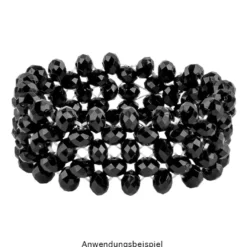 Perlen, Rondell facettiert, 0,4cm x 0,6cm, schwarz, 850 Stück