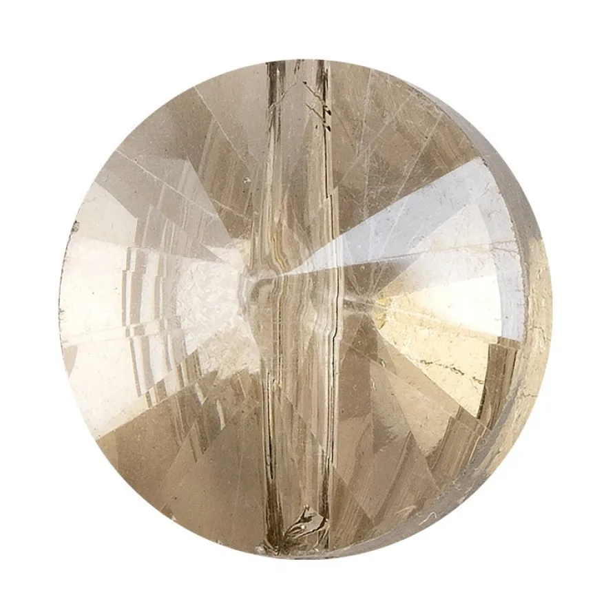 Perlen, rund, flach, Ø 1cm, facettiert, transparent, taupe, 40 Stück