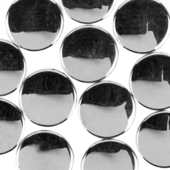 Perlen, Rund, flach, metallic, Ø 2,4cm, silber, 10 Stück