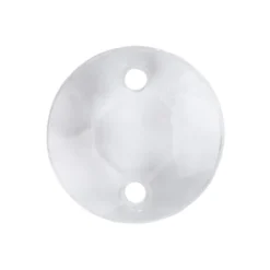 Perlen, rund/flach, Ø14mm, 5mm stark, mit je 2 Löchern, klar, facettiert, 80 Stück
