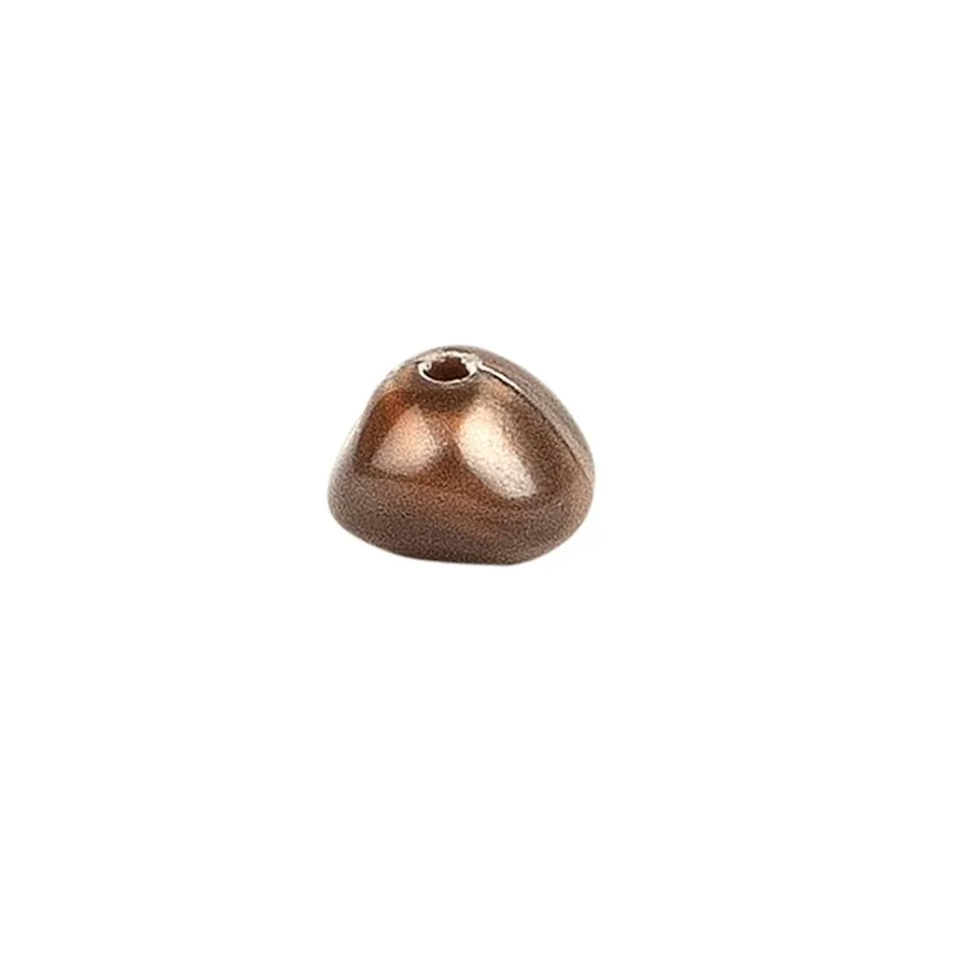 Perlen, Rund-Form, glänzend, 1,1cm x 0,8cm, Karneol-Optik, terrakotta/schwarz krakeliert, 60 Stück