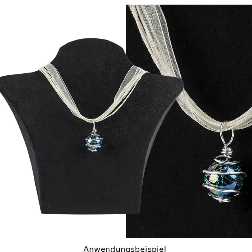 Perlen, Rund, gesponnen, Ø 1,5cm, silber-türkis-changierend, 15 Stück
