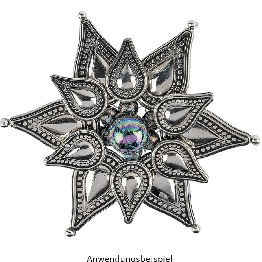 Perlen, Rund, gesponnen, Ø 1,5cm, silber-türkis-changierend, 15 Stück