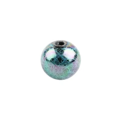 Perlen, Rund, gesponnen, Ø 1,5cm, silber-türkis-changierend, 15 Stück