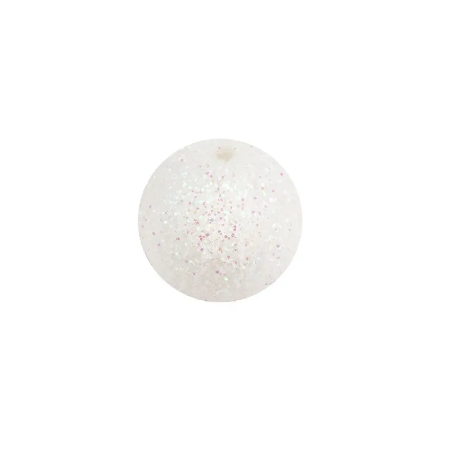 Perlen, rund, glitzer, Ø 1,6cm, weiß, irisierend Glitzer, 19 Stück