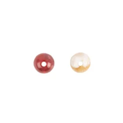 Perlen, rund, glänzend, Ø 1cm, Naturstein-Optik, naturweiß und weinrot, leicht marmoriert, 65 Stück
