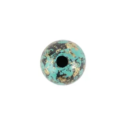 Perlen, Rund, marmoriert, Ø 0,8cm, hellgold mit grüner Patina, 230 Stück