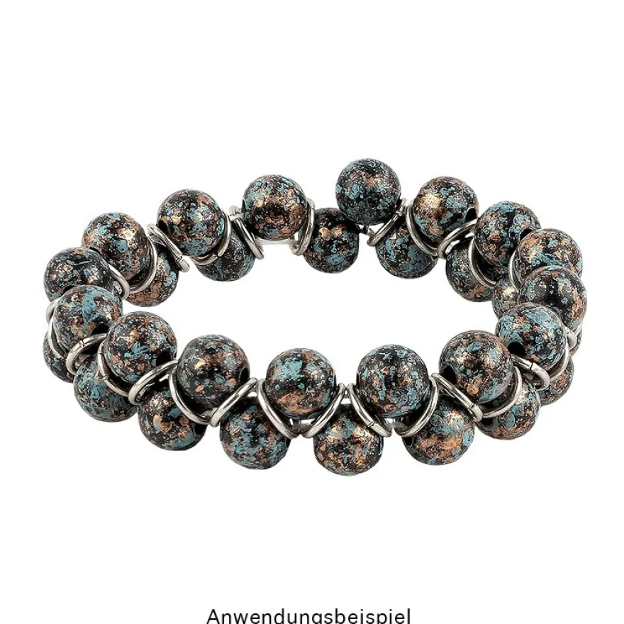 Perlen, Rund, marmoriert, Ø 0,8cm, kupfer mit grüner Patina, 230 Stück