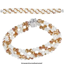 Perlen, rund, Ø 3mm, facettiert, apricot, klar, 200 Stück