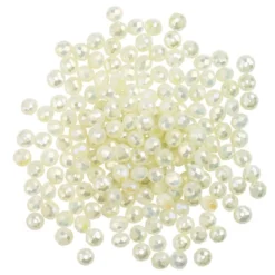 Perlen, rund, Ø 4mm, facettiert, gefrostet, weiß, irisierend, 180 Stück